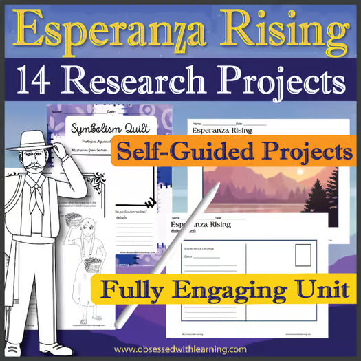 Esperanza Rising Activities, 14 Research Projects, PBL, Rubrics, Google Slide