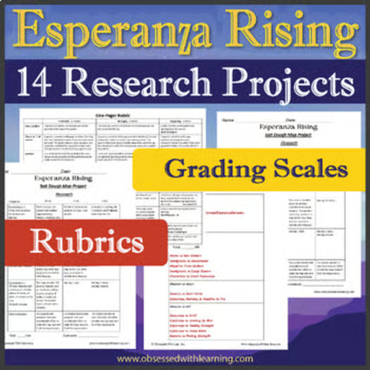 Esperanza Rising Activities, 14 Research Projects, PBL, Rubrics, Google Slide