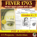 Fever 1793 Activities, Project Based Learning Unit, Middle School Novel Study