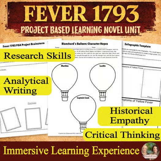 Fever 1793 Activities, Project Based Learning Unit, Middle School Novel Study