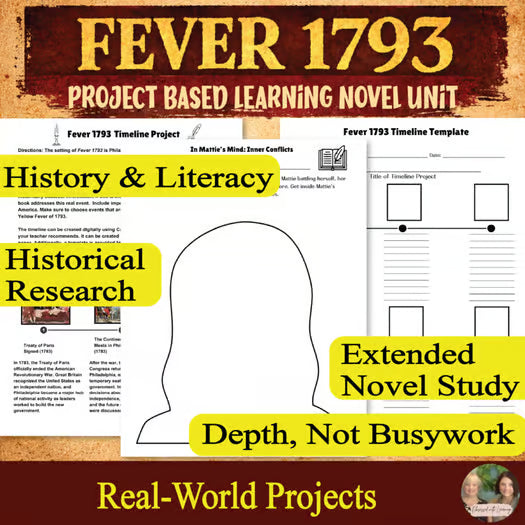 Fever 1793 Activities, Project Based Learning Unit, Middle School Novel Study