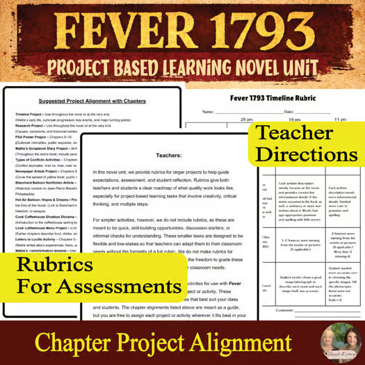 Fever 1793 Activities, Project Based Learning Unit, Middle School Novel Study