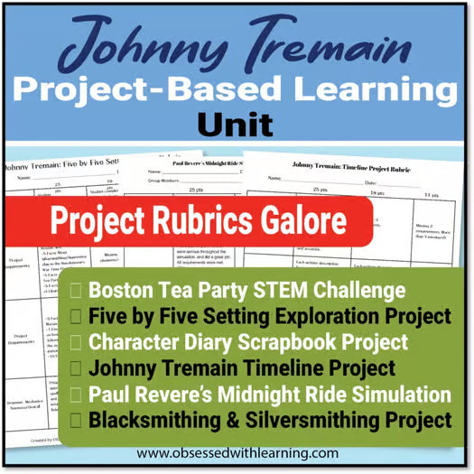 Johnny Tremain Project-Based Learning Project Unit, STEM, Revolutionary War