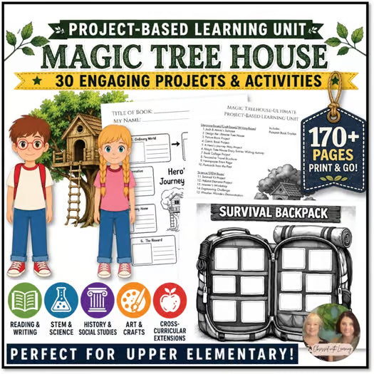 Magic Tree House Activities, PBL Unit, 30 Projects, STEM, Writing, Reading