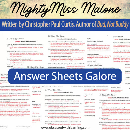 The Mighty Miss Malone Novel Study Reading Comprehension Questions & Activities