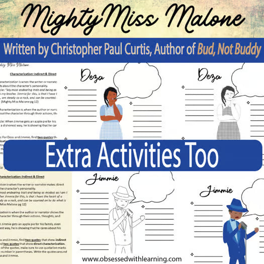 The Mighty Miss Malone Novel Study Reading Comprehension Questions & Activities