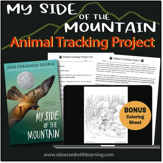 My Side of the Mountain Novel Study Activity, Animal Research & Tracking Project