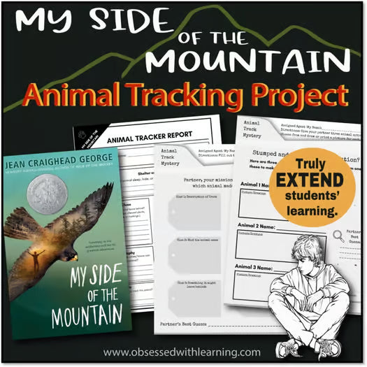 My Side of the Mountain Novel Study Activity, Animal Research & Tracking Project