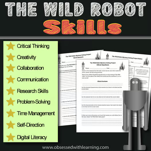 The Wild Robot Activities, 12 Research Projects, PBL, Rubrics, Novel Study