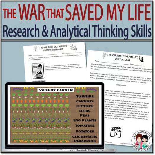 The War That Saved My Life Activities, 13 Research Projects, Novel Study, Rubric